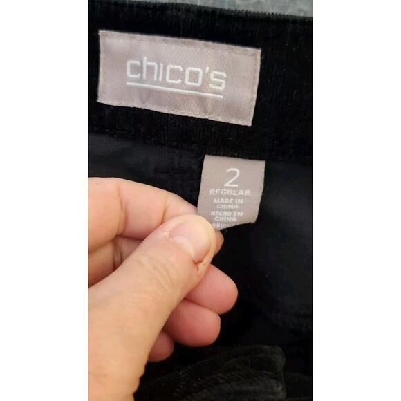 Chico's Corduroy Pants Womens Sz 2 US L Black Straight Leg Stretch Fine Wale - Picture 6 of 9